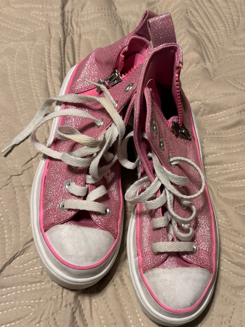 Converse All*Star Pink Glitter High-Top Sneakers Girls Sz 2.5